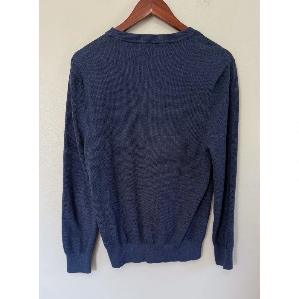 Quince Men's 100% Organic Cotton Pique Crewneck Sweater In Heather Navy Size Med